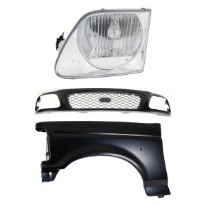 Front Fender for Ford F-150 1997-1997 Left (Driver) Side, Primed (Ready to Paint), 3-Piece Kit with Grille and Headlight, Replacement