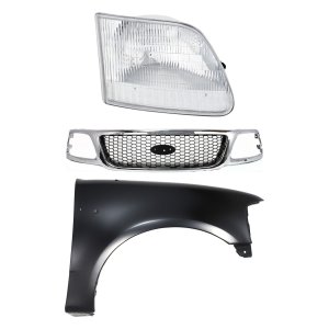 Grille Kit for Ford F-150 (1999-2003) / F-250 (1999) 3-Piece Set with Fender and Headlight Replacement
