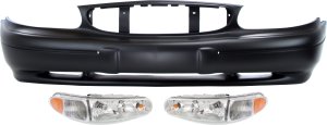 Headlight Assembly Kit for 1997-2003 Buick Century, Includes Right (Passenger) and Left (Driver) Halogen Headlights, 3-Piece Kit with Bumper Cover, Replacement