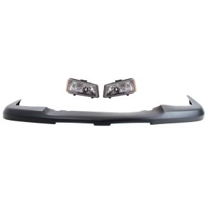 Headlight Assembly for 2003-2007 Chevrolet Silverado 1500, Right (Passenger) and Left (Driver) Side, Halogen, 3-Piece Kit with Bumper Cover, Replacement