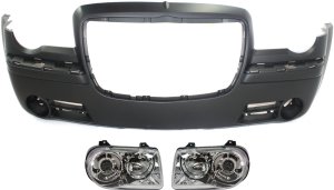 Front Bumper Cover for Chrysler Chrysler 300, Years 2005-2010, 3-Piece Kit with Headlights, Replacement