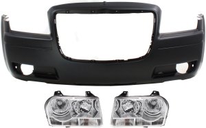 Front Bumper Cover for Chrysler Chrysler 300, 2005-2008, 3-Piece Kit with Headlights, Replacement