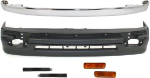 Front Bumper Molding Kit for Toyota Tacoma 1998-2000, Right (Passenger) and Left (Driver), 6-Piece, Chrome with Headlight Fillers, Turn Signal Light and Valance Replacement