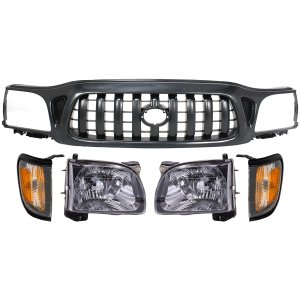 5-Piece Grille Kit for Toyota Tacoma 2001-2004 with Corner Lights and Headlights Replacement