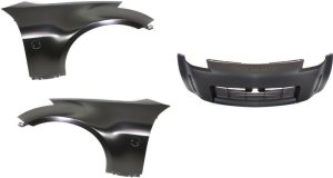 Front Bumper Cover for Nissan 350Z 2003-2005, 3-Piece Kit with Fender Replacement