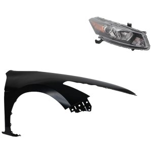 Headlight Assembly for Honda Accord 2011-2012, Right (Passenger) Halogen, 2-Piece Kit, with Fender Replacement