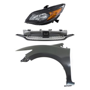 Front Fender for Honda Civic 2014-2015 Left (Driver), Primed (Ready to Paint), 3-Piece Kit with Grille and Headlight Replacement