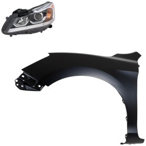 Headlight Assembly Kit for 2016-2017 Honda Accord, Left (Driver) Side, Halogen, 2-Piece Kit, with Fender Replacement