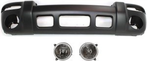 Front Bumper Cover for Jeep Liberty 2003-2004, 3-Piece Kit with Headlights Replacement