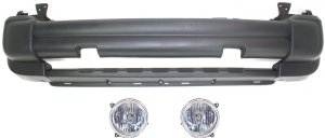Front Bumper Cover Kit for 2005-2007 Jeep Liberty, 3-Piece Set with Headlights, Sport Utility Vehicle Replacement