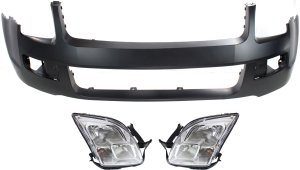 Headlight Assembly Kit for Ford Fusion 2006-2009 with Right (Passenger) and Left (Driver) Halogen, 3-Piece Kit including Bumper Cover Replacement