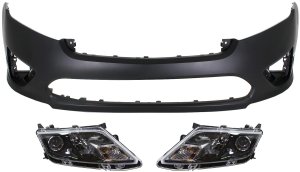 Front Bumper Cover 3-Piece Kit with Headlights for 2010-2012 Fusion, Replacement