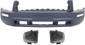Headlight Assembly Kit for 2005-2006 Ford Mustang, Right (Passenger) and Left (Driver), Halogen, 3-Piece kit with Bumper Cover, Replacement 