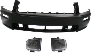 Front Bumper Cover for Ford Mustang 2005-2006, 3-Piece Kit with Headlights, Replacement