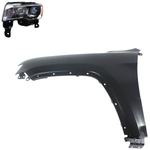 Headlight Assembly Kit for Jeep Grand Cherokee 2017-2021, Left (Driver) Side, Halogen, 6-Piece, with Fender Replacement