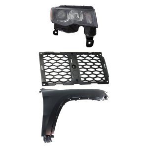 Headlight Assembly Kit for Jeep Grand Cherokee 2017-2021, Right (Passenger) Side, Halogen, 3-Piece with Fender and Grille Assembly, Replacement