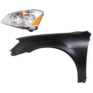 Headlight Assembly for Nissan Altima 2002-2004, Left (Driver) Halogen Light, 2-Piece Kit with Fender, Replacement