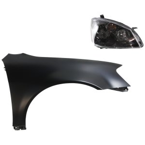 Headlight Kit for 2005-2006 Nissan Altima, Right (Passenger), Includes Lens and Housing, 2-Piece Kit, Compatible with HID/Xenon, Plus Fender, Replacement