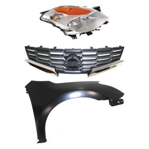 Headlight Assembly for 2008 Nissan Altima Right (Passenger), comes with HID/Xenon Lighting Kit, Fender and Grille Assembly, 3-Piece Kit, Replacement