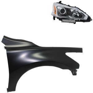 Headlight Assembly Kit for Nissan Altima 2013-2015, Right (Passenger) Side, Halogen, 2-Piece, with Fender Replacement 
