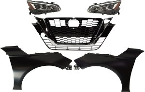 LED Headlight Assembly Kit for Nissan Altima 2019-2022, Includes Right (Passenger) and Left (Driver) Lights with Fenders and Grille, 5-Piece Replacement