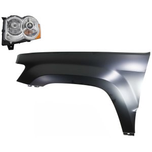 Headlight Kit for Jeep Grand Cherokee 2008-2009, Left (Driver) Side, Lens and Housing, Xenon, 2-Piece, with Fender Replacement