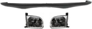 Front Bumper Cover for Toyota Tundra 2000-2002, 3-Piece Kit with Headlights, Replacement