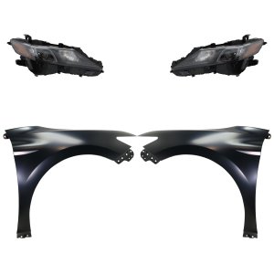 Headlight Assembly Kit for Toyota Camry 2018-2022, Right (Passenger) and Left (Driver) Halogen, 4-Piece with Fenders, Replacement