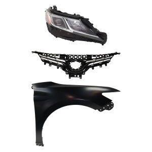 Headlight for Toyota Camry 2018-2018, Right (Passenger), Lens and Housing, LED, 3-Piece Kit, with Fender and Grille Assembly Replacement