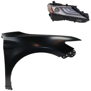 Front Fender Right (Passenger) for TOYOTA CAMRY 2021-2022, Primed (Ready to Paint), 2-Piece Kit, with Headlight, Replacement
