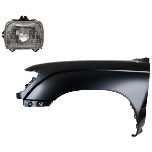 Front Fender Kit for Toyota Tacoma 1995-1997, Left (Driver), Primed (Ready to Paint), 2-Piece with Headlight, Replacement