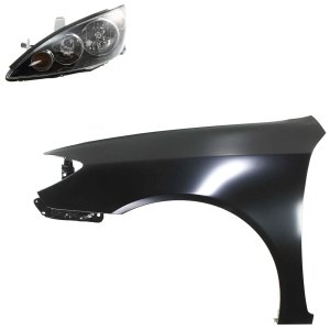 Headlight Assembly for 2005-2006 Toyota Camry, Left (Driver) Halogen Light, 2-Piece Kit with Fender, Replacement
