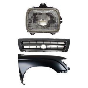 Front Fender Kit for 1997 Toyota Tacoma Right (Passenger), Primed (Ready to Paint), 3-Piece Set with Grille and Headlight Replacement