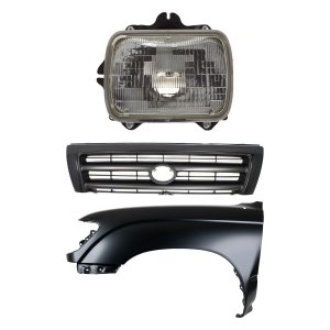 Front Fender for 1997-1997 Toyota Tacoma, Left (Driver), Primed (Ready to Paint), 3-Piece Kit with Grille and Headlight Replacement