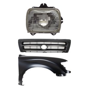 Front Fender Kit for 1997 Toyota Tacoma Right (Passenger) Side, Primed (Ready to Paint), 3-Piece with Grille and Headlight Replacement