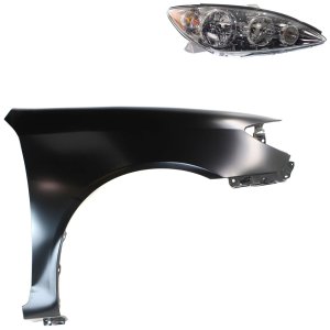 Headlight Assembly Kit for 2005-2006 Toyota Camry, Right (Passenger) Side, Halogen, 2-Piece Set, with Fender Replacement