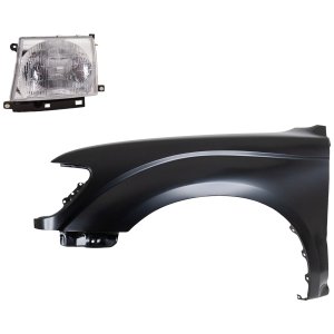 Front Fender for 1997-2000 Toyota Tacoma Left (Driver), Primed (Ready to Paint), 2-Piece Kit, with Headlight, Replacement