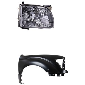 Front Fender for Toyota Tacoma 2001-2004 Right (Passenger), Primed (Ready to Paint), 2-Piece Kit, with Headlight Replacement