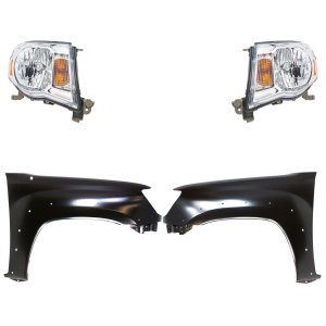 Headlight Assembly Kit for 2005-2008 Toyota Tacoma, Right (Passenger) and Left (Driver), Halogen, 4-Piece Set with Fenders, Replacement