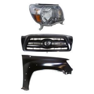 Headlight Assembly for Toyota Tacoma 2005-2010 Right (Passenger), Halogen, 3-Piece Kit with Fender and Grille Assembly Replacement
