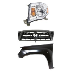 Headlight Assembly Kit for Toyota Tacoma 2005-2010, Left (Driver) Side, Halogen, 3-Piece Kit with Fender and Grille Assembly, Replacement