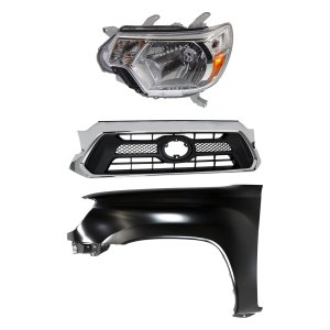 Headlight Assembly Kit for Toyota Tacoma 2012-2015 Left (Driver), Halogen, 3-Piece Set, with Fender and Grille Assembly, Replacement