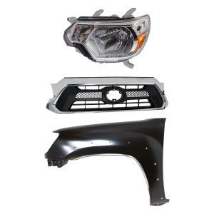 Headlight Assembly for Toyota Tacoma 2012-2015, Left (Driver) Side, Halogen, 3-Piece Kit with Fender and Grille Assembly, Replacement
