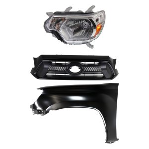 Headlight Assembly Kit for Toyota Tacoma 2012-2015, Left (Driver) Side, Halogen, 3-Piece with Fender and Grille Assembly, Replacement