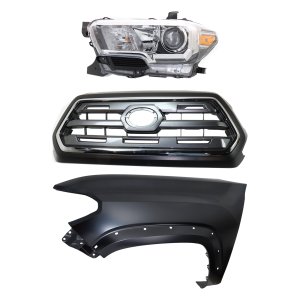 TOYOTA TACOMA 2016-2017 Grille for 3-Piece Kit, Chrome Shell with Painted Black Insert, Includes Fender and Headlight, Replacement