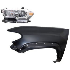 Headlight Assembly Kit for Toyota Tacoma 2016-2017, Left (Driver) Side, with Fender, 2-Piece Replacement