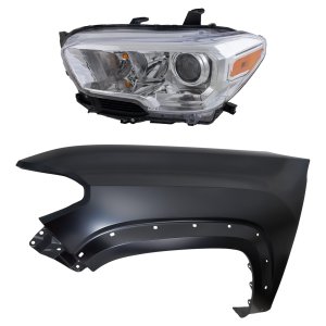 Headlight Assembly Kit for Toyota Tacoma 2019-2023, Left (Driver) Side, Halogen, 2-Piece Kit, with Fender Replacement