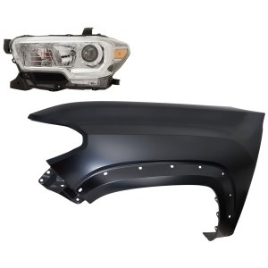 Headlight Assembly for Toyota Tacoma 2019-2023, Left (Driver) Side, Halogen, 2-Piece Kit with Fender, Replacement