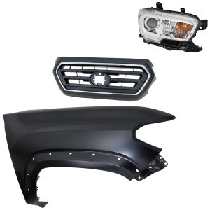 3-Piece Grille Kit with Fender and Headlight for 2020-2022 Toyota Tacoma Replacement