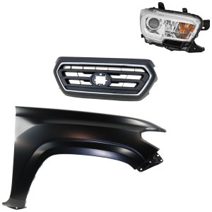 Grille, Fender and Headlight Kit for 2020-2021 Toyota Tacoma, 3-Piece Replacement